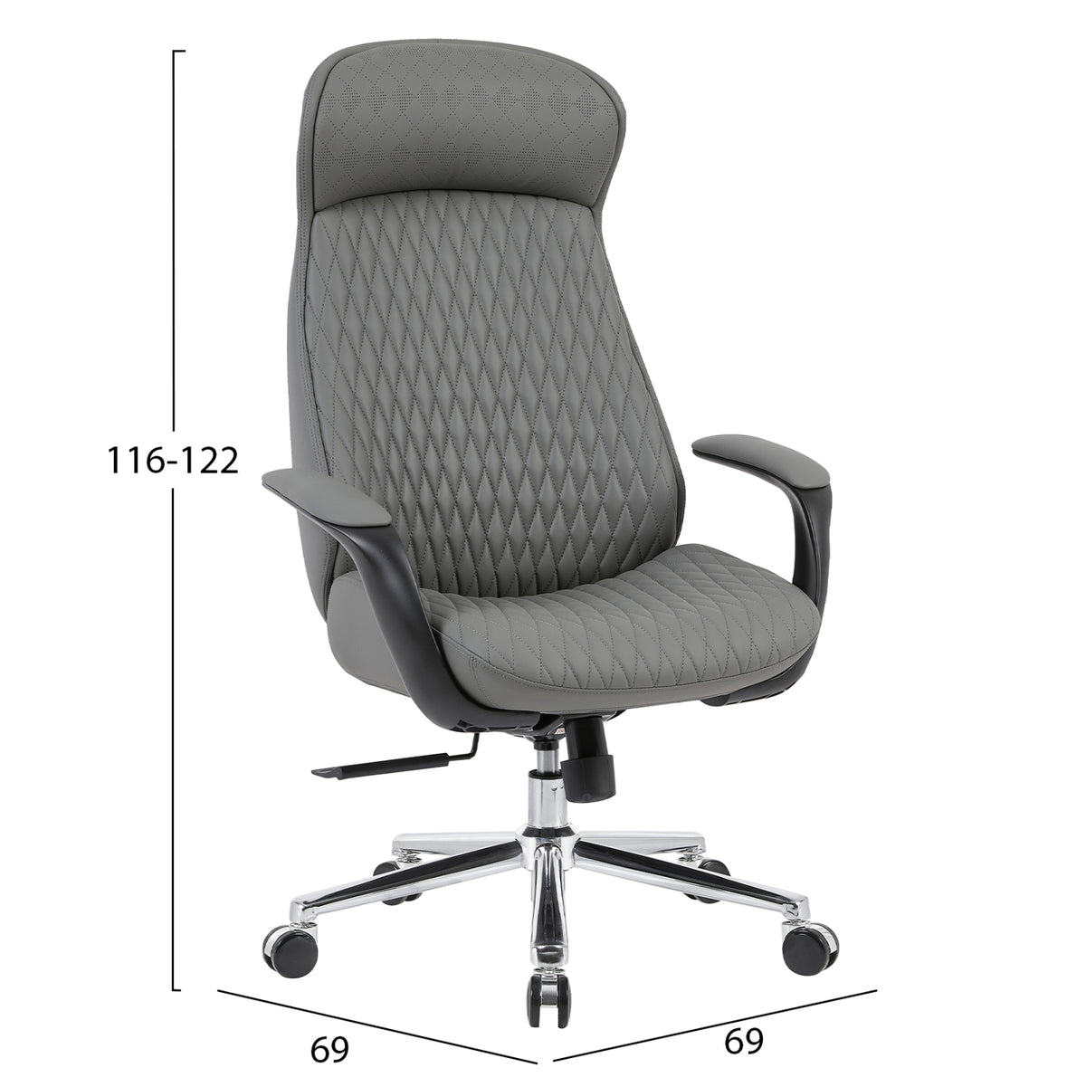 Premium Office Chair Velum Hm1233.10 Grey Pu--chromed Base 71x69x116-122hcm