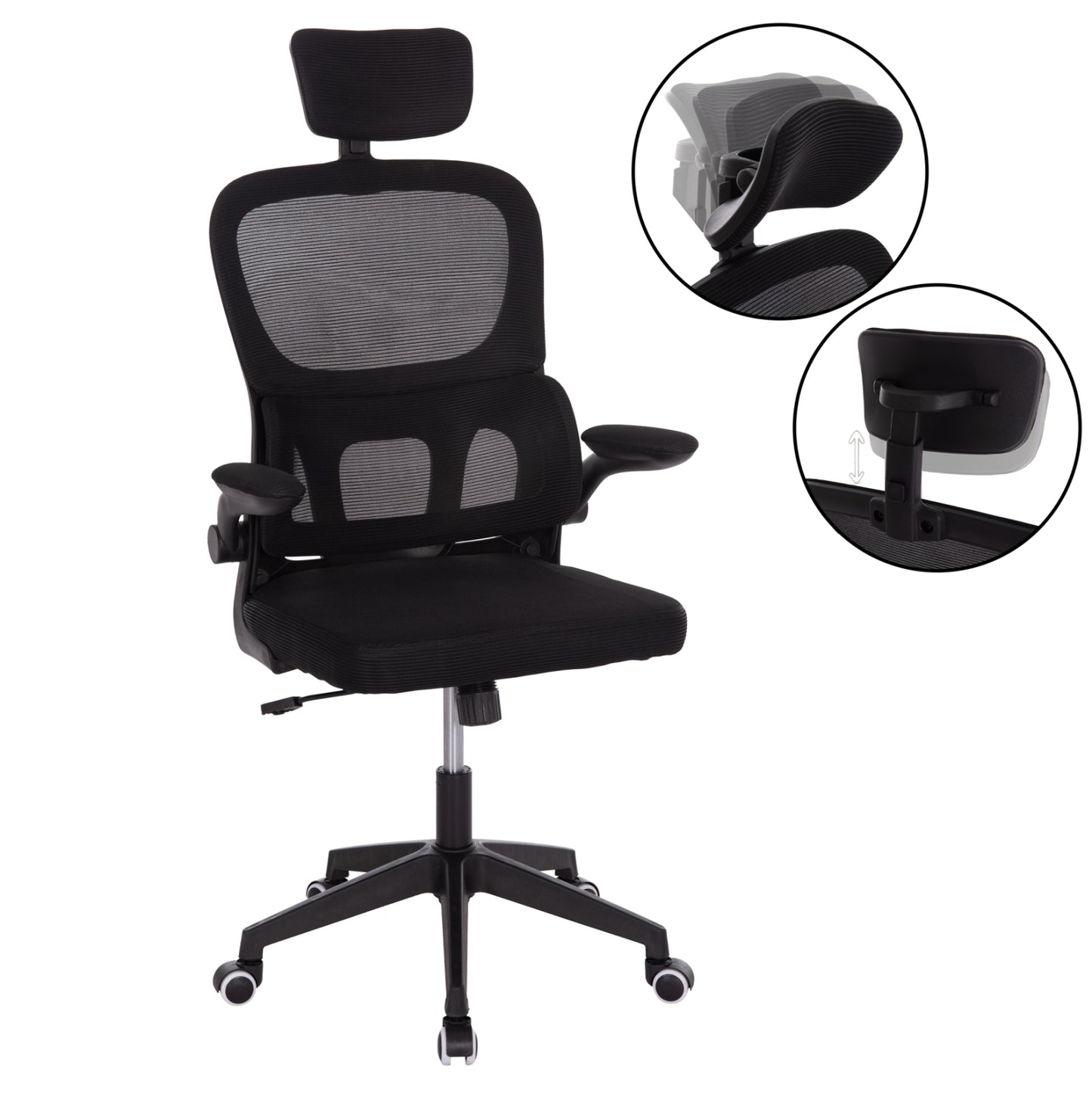 Office Chair Baston Hm18236.01 Black Mesh Fabric & Pp Frame 64x60x117-127hcm.