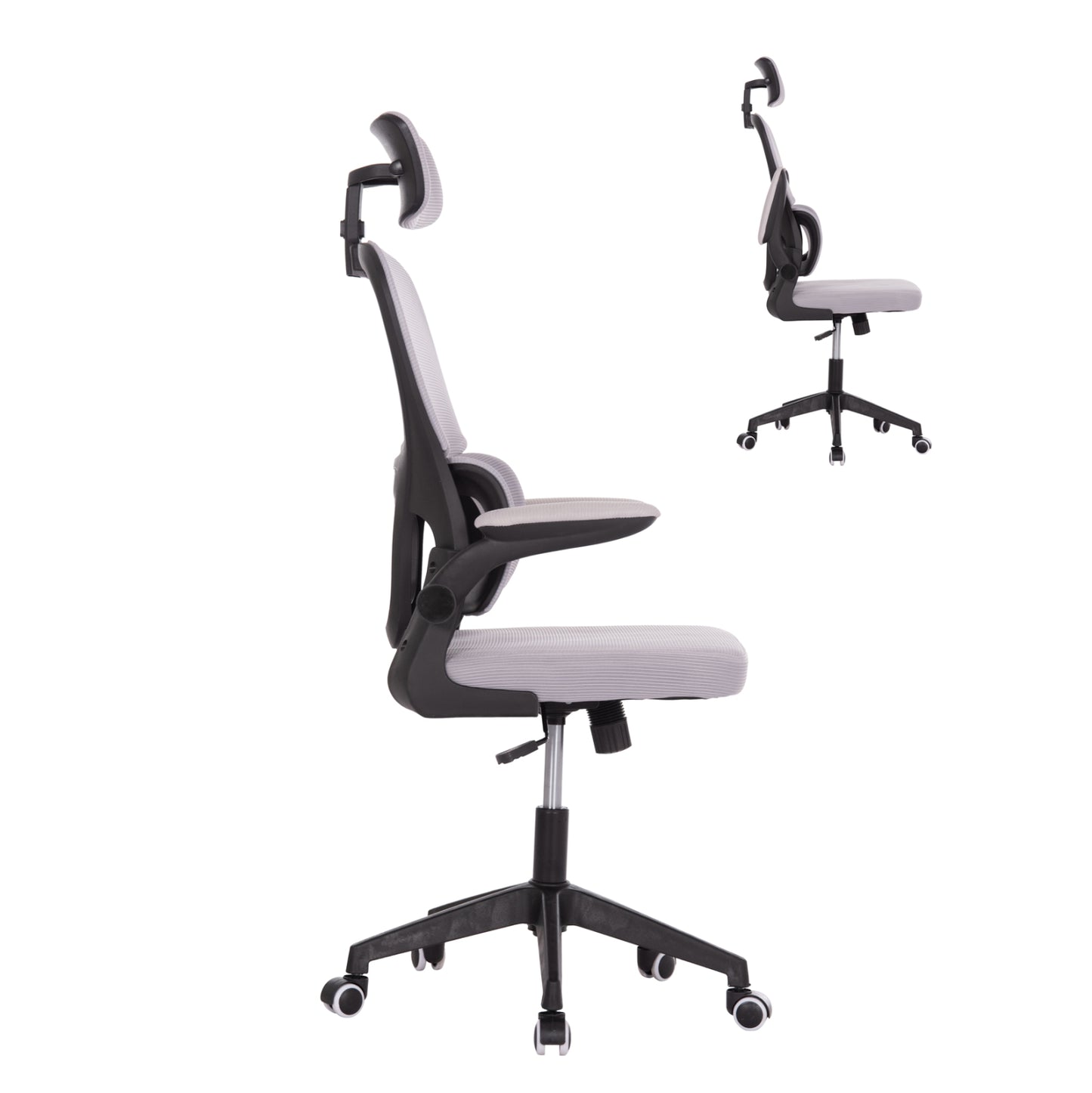 Office Chair Baston Hm18236.02 Grey Mesh Fabric & Black Pp Frame 64x60x127hcm.
