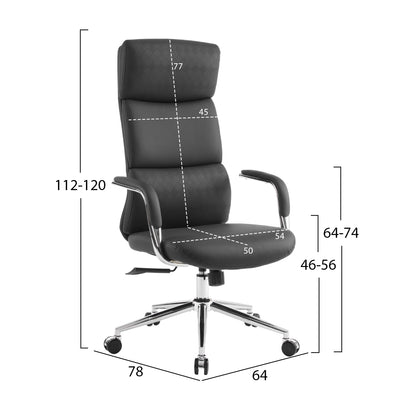 Office Chair Meite Hm18353.01 Black Pu Leather--chromed Base 64x78x120hcm.