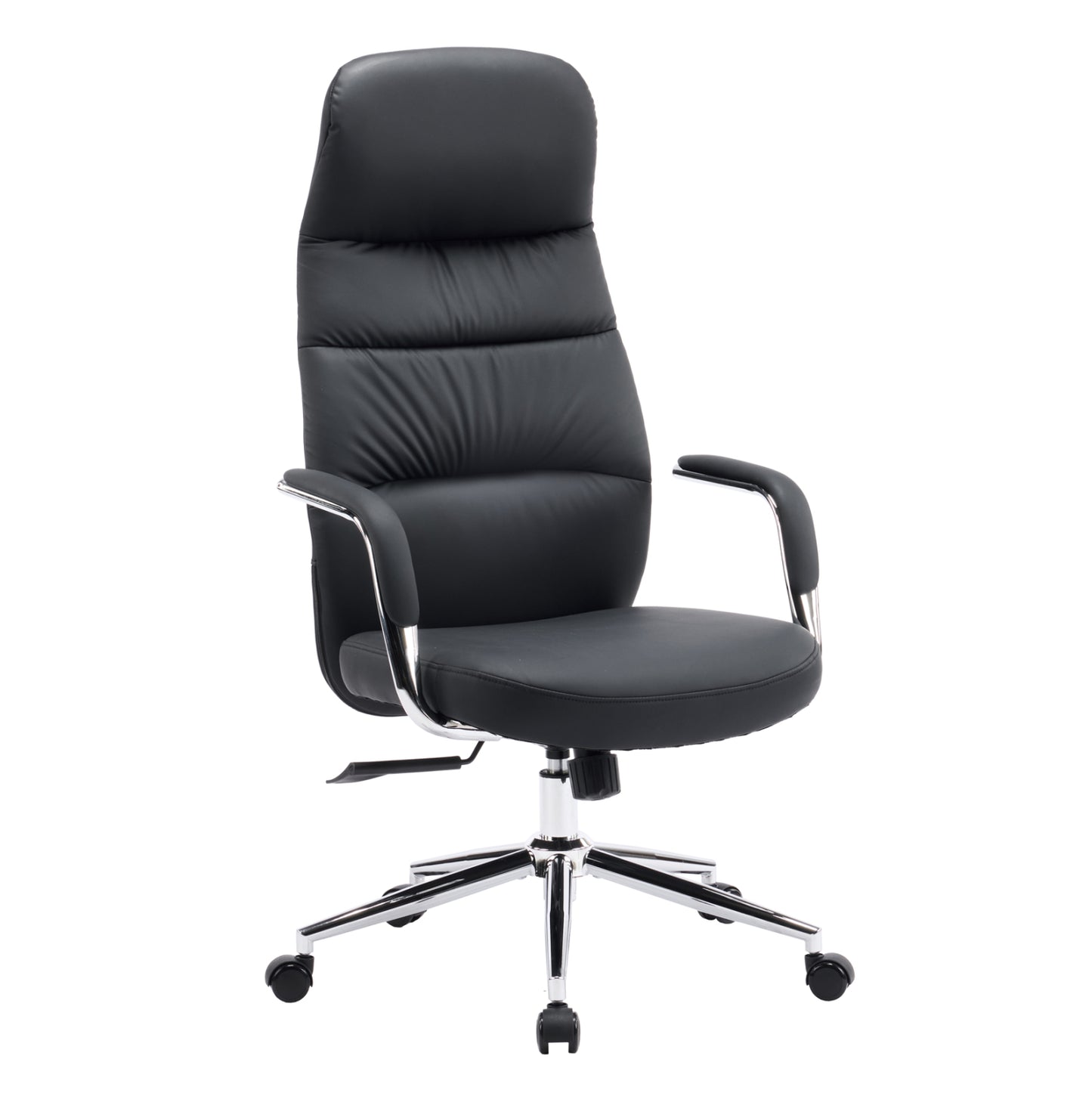 Office Chair Teeter Hm18355.01 Black Pu Leather--chromed Base 67x66x121hcm.