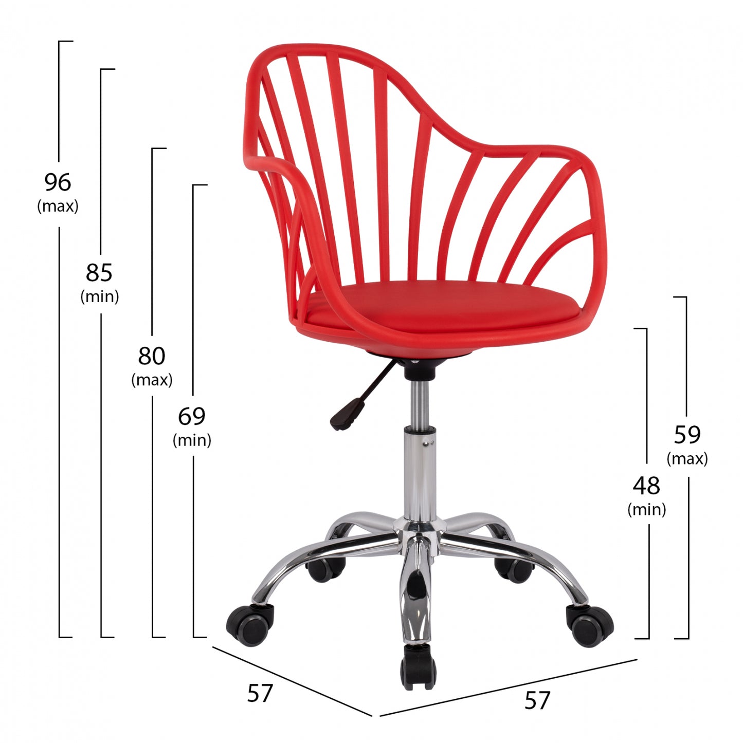 Office Chair Becky Hm8457.04 Red Color 57x57x96 Cm