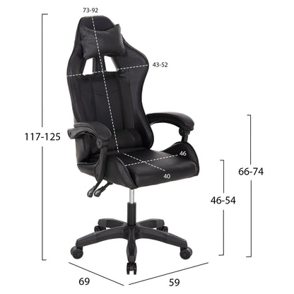 Gaming Chair Mancer Hm1194 Black Pu-black Polypropylene 59x69x125hcm.