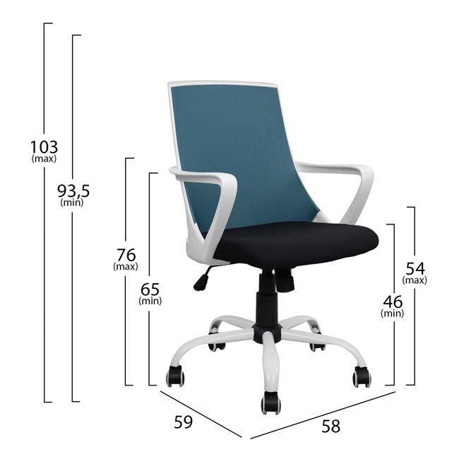 Office Chair Hm1053.06 Blue With Mesh And Metal Base 58x59x103 Cm