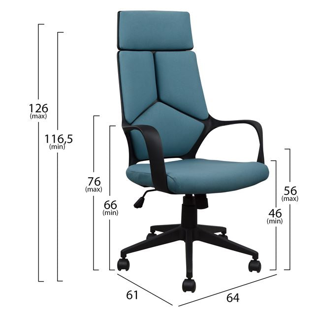 Office Chair Hm1054.06 Grey-light Blue And Black Base 64x61x126 Cm