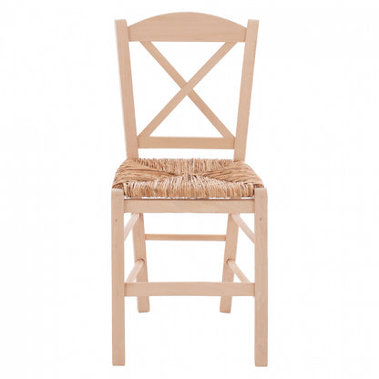 Traditional Chair With Straw Crossed Unpainted Hm10371.02