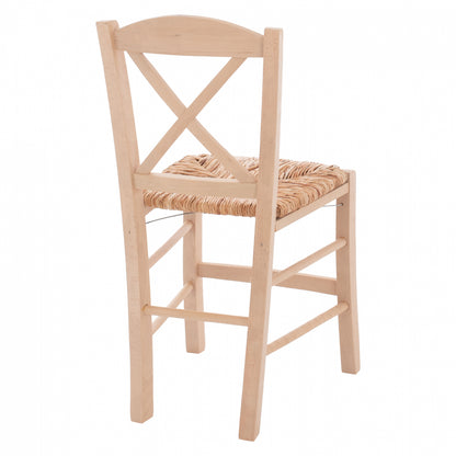 Traditional Chair With Straw Crossed Unpainted Hm10371.02