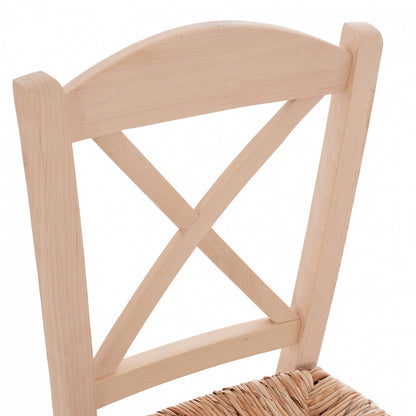 Traditional Chair With Straw Crossed Unpainted Hm10371.02