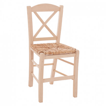 Traditional Chair With Straw Crossed Unpainted Hm10371.02