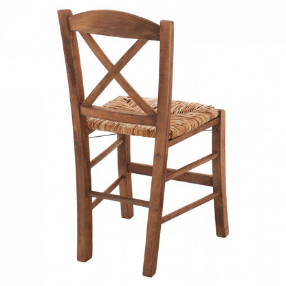 Traditional Chair With Straw Crossed Walnut Hm10371.01