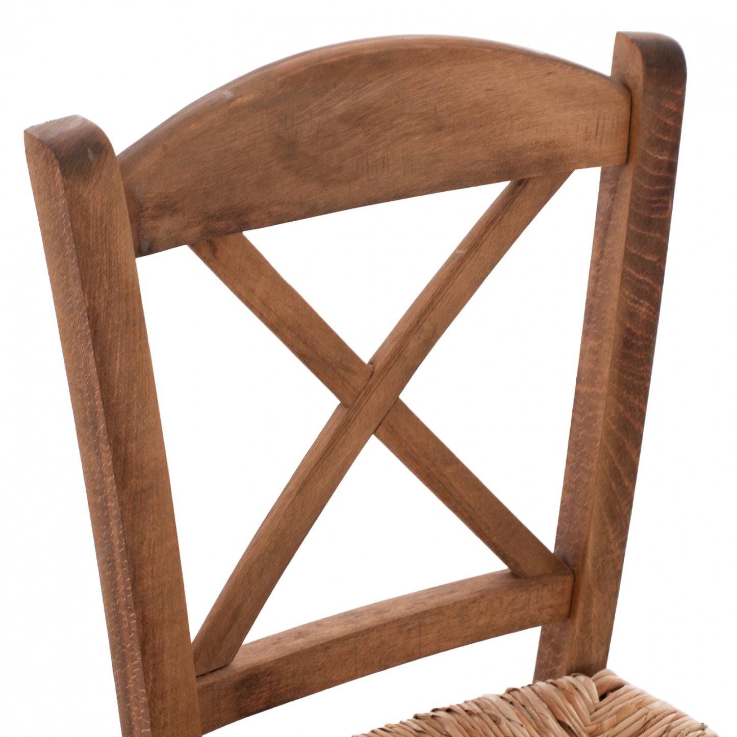 Traditional Chair With Straw Crossed Walnut Hm10371.01