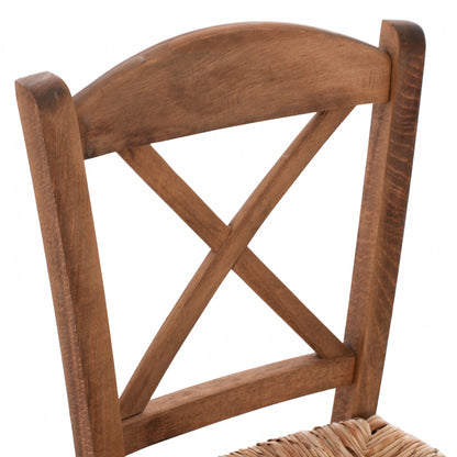Traditional Chair With Straw Crossed Walnut Hm10371.01