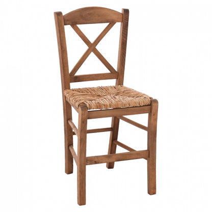 Traditional Chair With Straw Crossed Walnut Hm10371.01