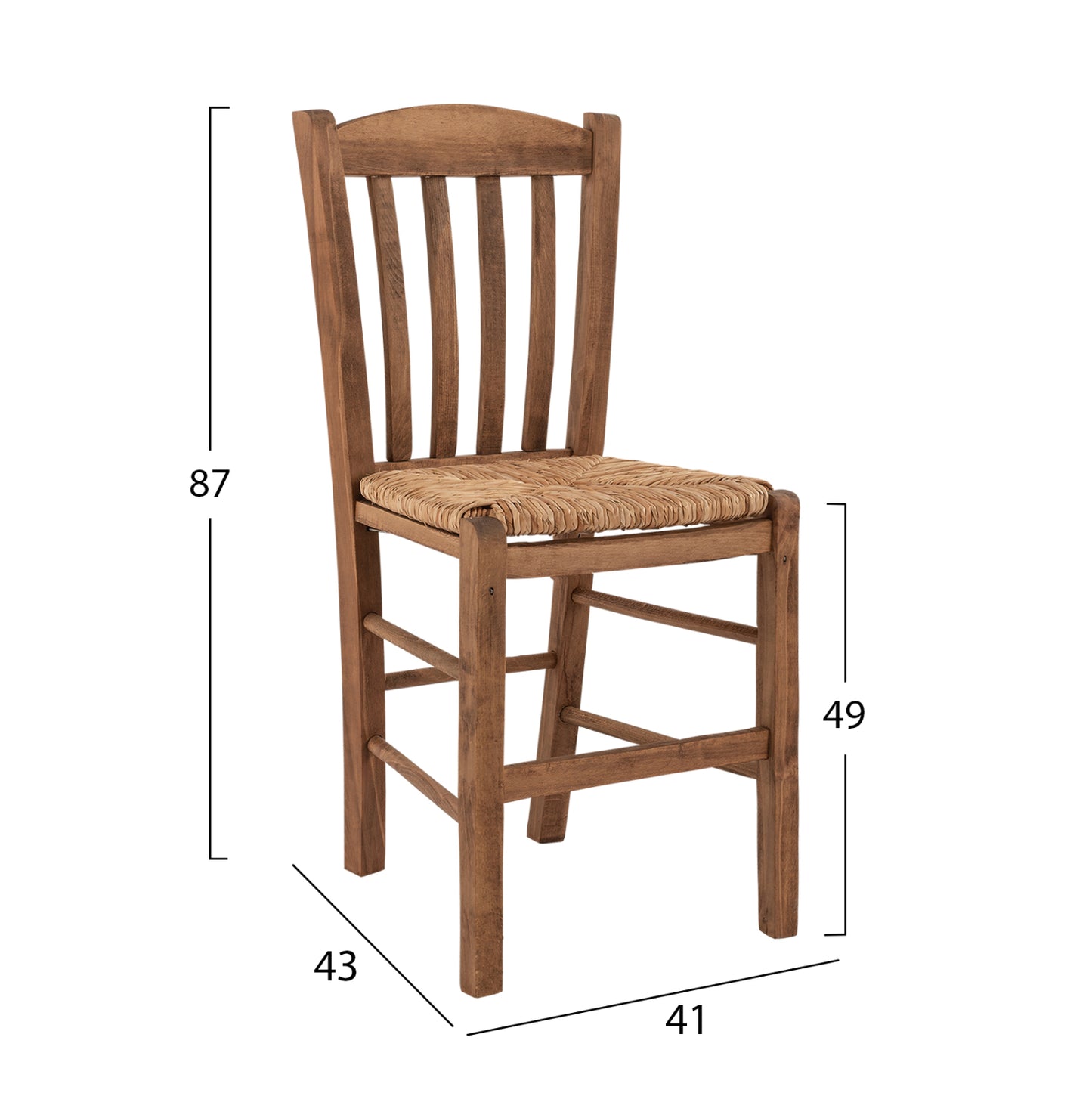 Traditional Chair Walnut With Straw Hm10376.01