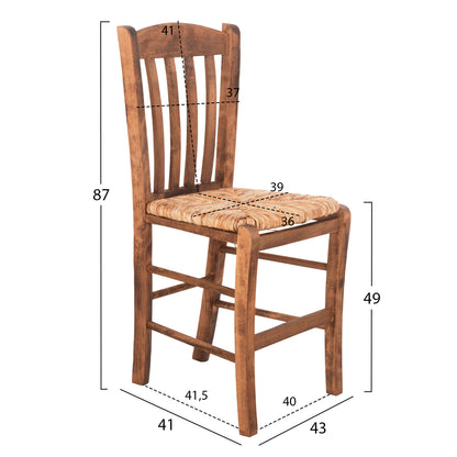 Chair Monte Hm10383.01 Beech Wood In Walnut-seagrass Rush-matt Seat 43x41x87hcm.