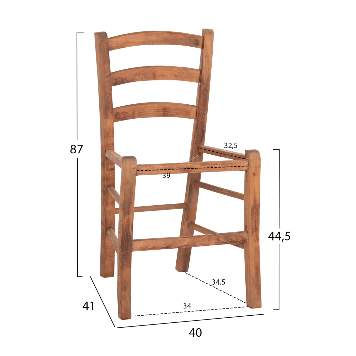 Chair Paros Hm5585.01 Beech Wood Impregnated In Walnut Color 40x41x87hcm.frame Only