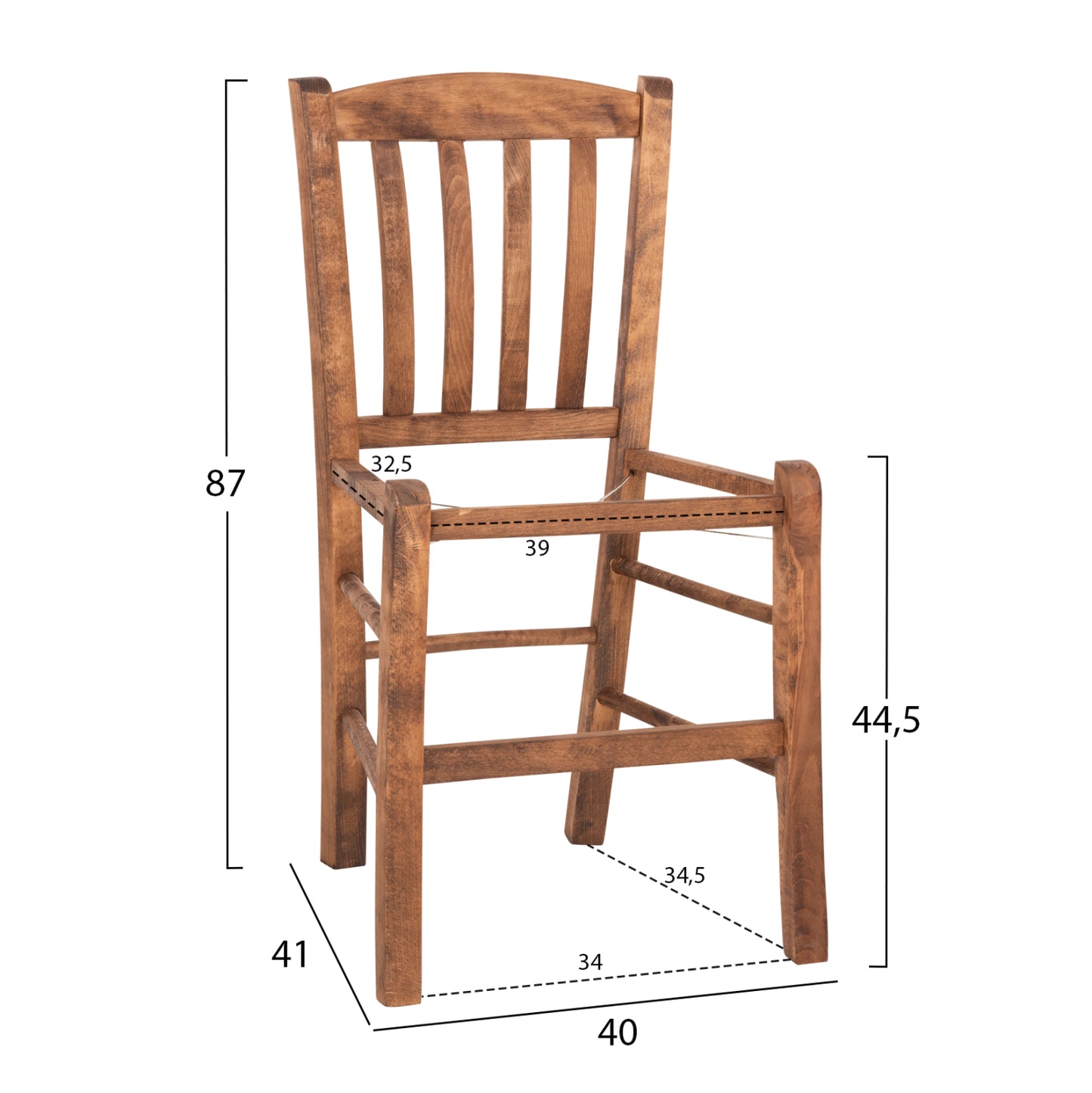 Chair Monte Hm5588.01 Beech Wood Impregnated In Walnut Color 40x41x87hcm.frame Only