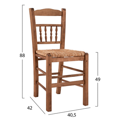 Traditional Chair With Straw Walnut Hm10258.01