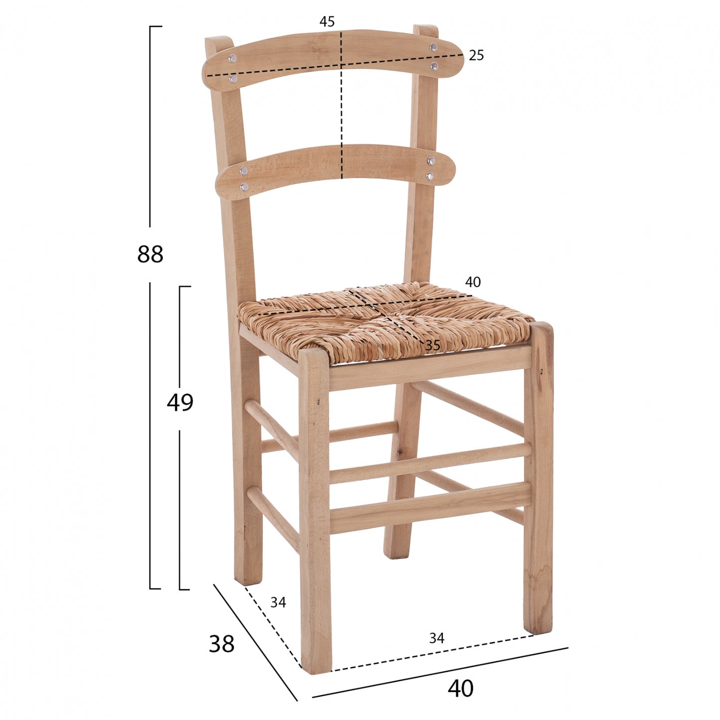 Traditional Chair With Straw Unpainted Hm10370.02