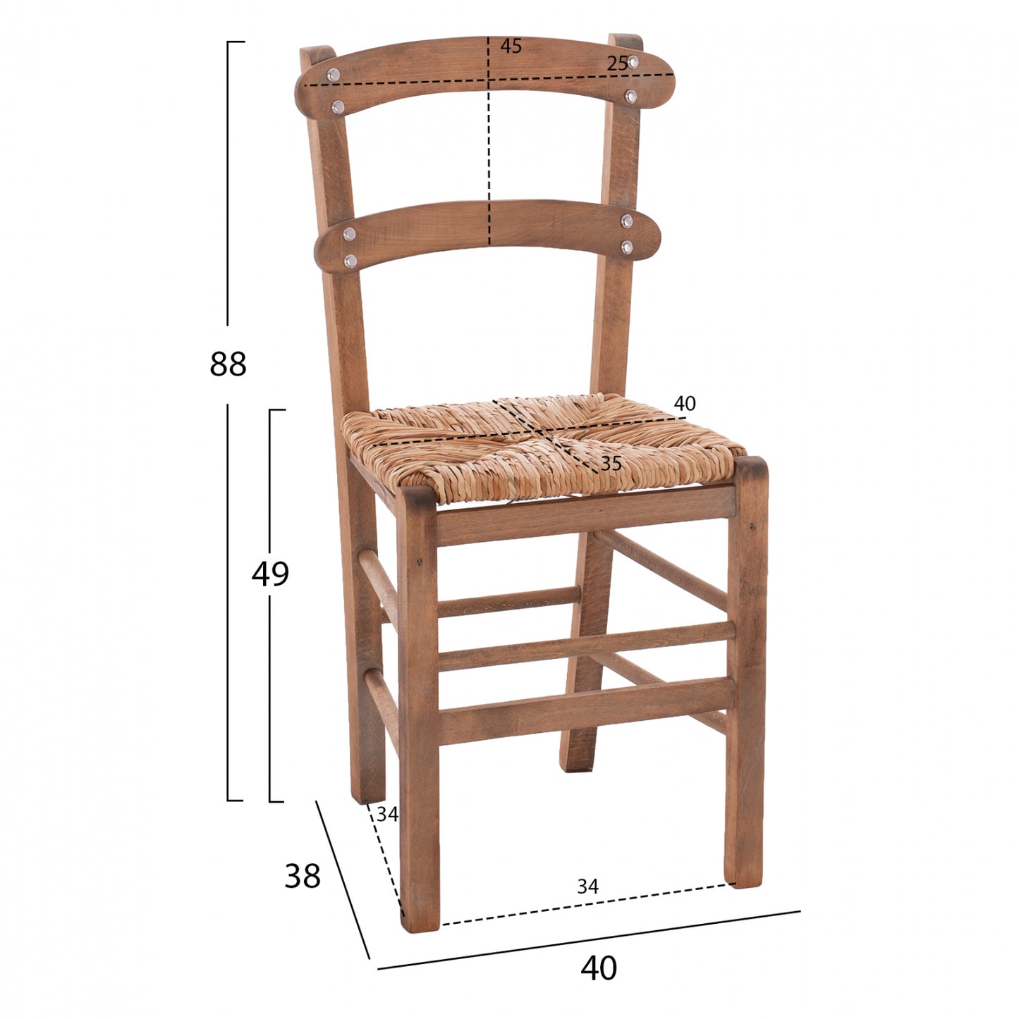 Traditional Chair With Straw Walnut Hm10370.01