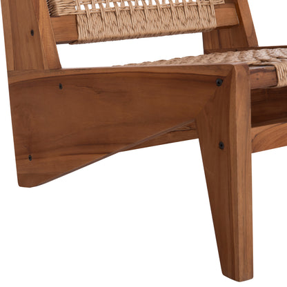 Lounge Chair Lukilla Hm9913 Teak Wood In Natural--synthetic Rope In Beige 55.5x74x65hcm.