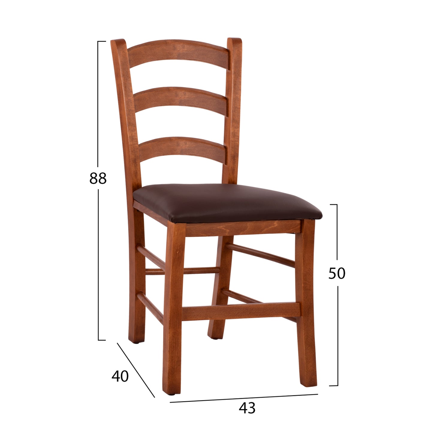 Chair In Walnut Color Paros Hm5584 With Pu Brown Seat 43x40x88 Cm