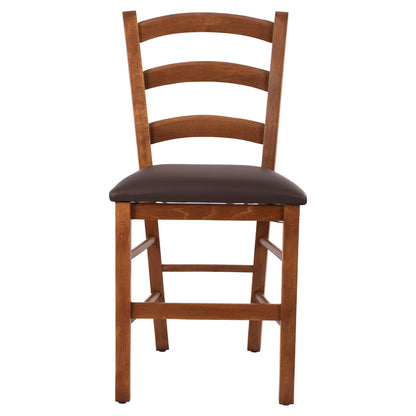 Chair In Walnut Color Paros Hm5584 With Pu Brown Seat 43x40x88 Cm
