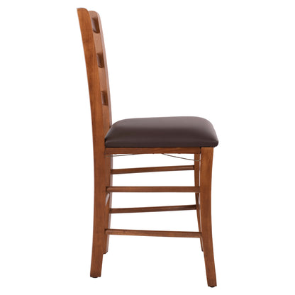 Chair In Walnut Color Paros Hm5584 With Pu Brown Seat 43x40x88 Cm