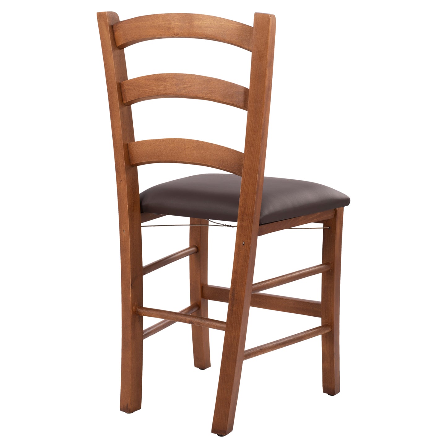 Chair In Walnut Color Paros Hm5584 With Pu Brown Seat 43x40x88 Cm
