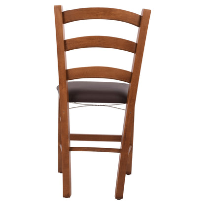 Chair In Walnut Color Paros Hm5584 With Pu Brown Seat 43x40x88 Cm