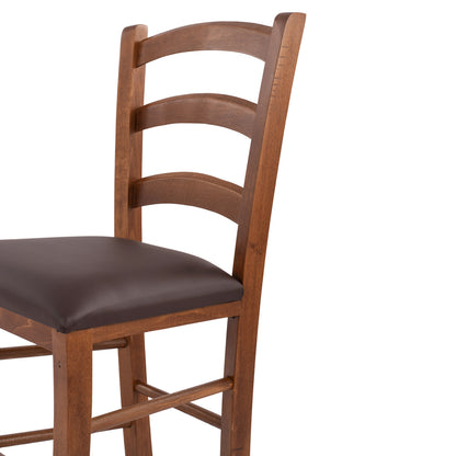 Chair In Walnut Color Paros Hm5584 With Pu Brown Seat 43x40x88 Cm