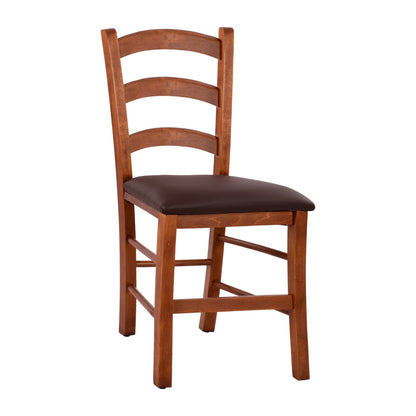 Chair In Walnut Color Paros Hm5584 With Pu Brown Seat 43x40x88 Cm