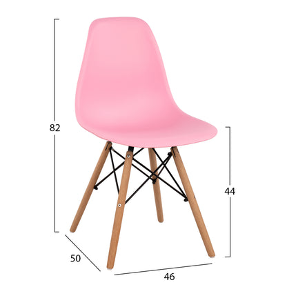 Chair With Wooden Legs And Seat Twist Pp Pink Hm8460.05 46x50x82 Cm