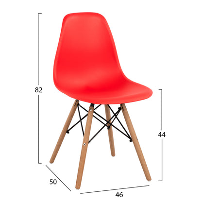 Chair With Wooden Legs And Seat Twist Pp Red Hm8460.04 46x50x82 Cm