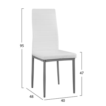 Metallic Chair Lady Hm0037.11 White Pu Metalic Frame K/d 40x48x95h Cm