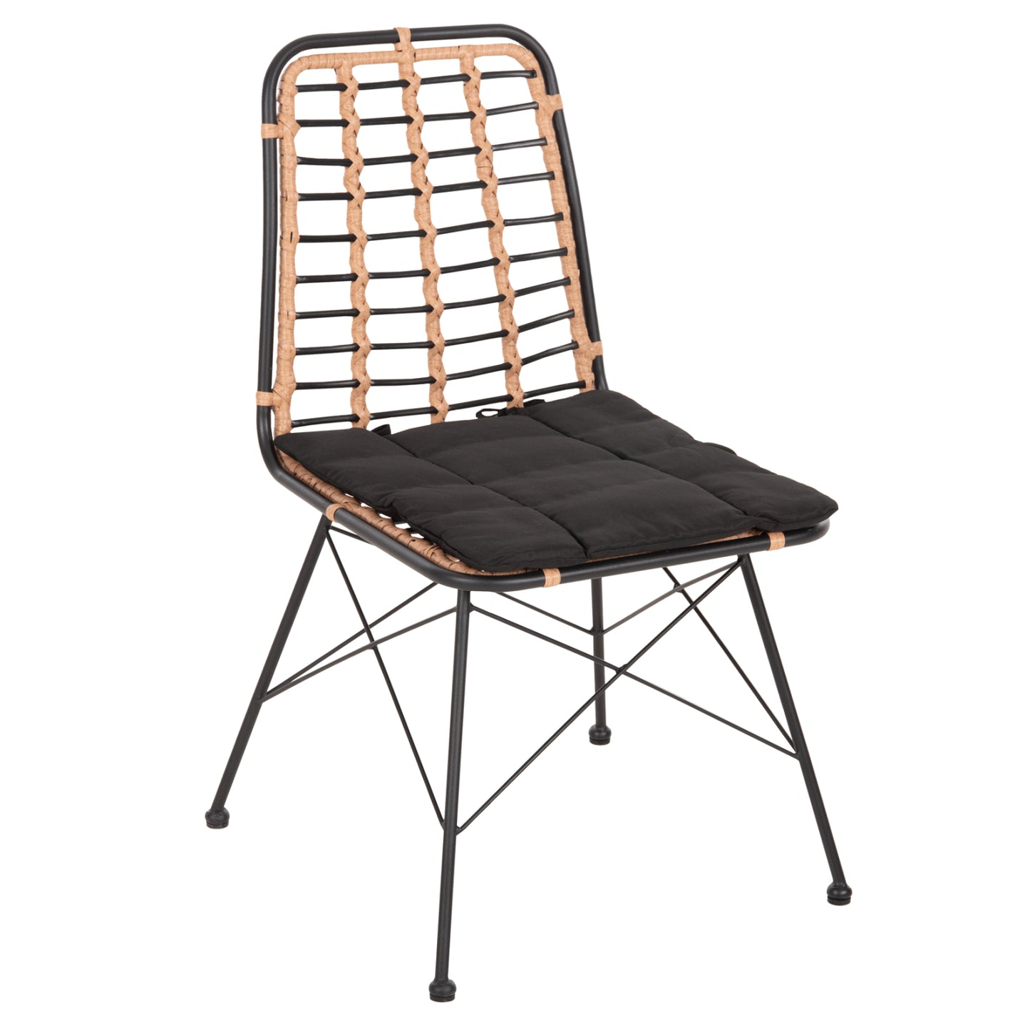 Metallic Dining Chair Allegra Hm5691.11 Wicker In Beige-black 51x54x84hcm.
