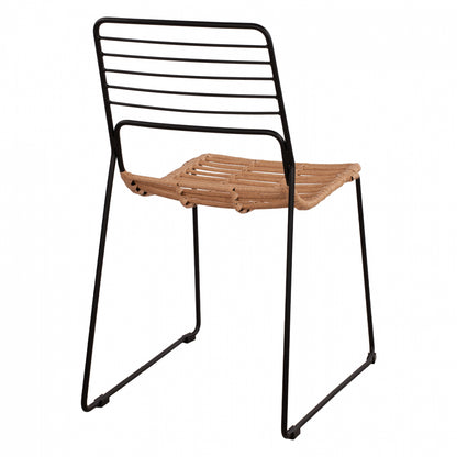 Metallic Chair Allegra Hm5694 With Wicker Beige 51x54x83cm