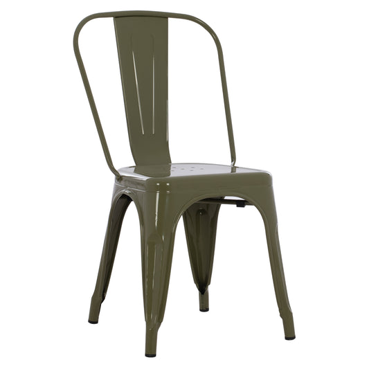 Dining Chair Melita-pro Hm8641.43 Metal In Dark Olive Green 44x47x84.5hcm.