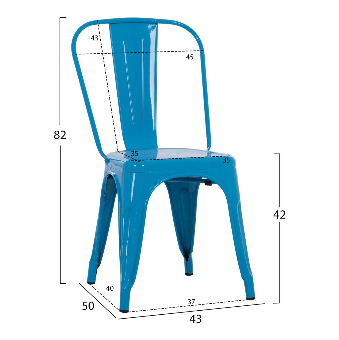 Dining Chair Melita-pro Hm8641.48 Metal In Blue 44x47x84.5hcm.