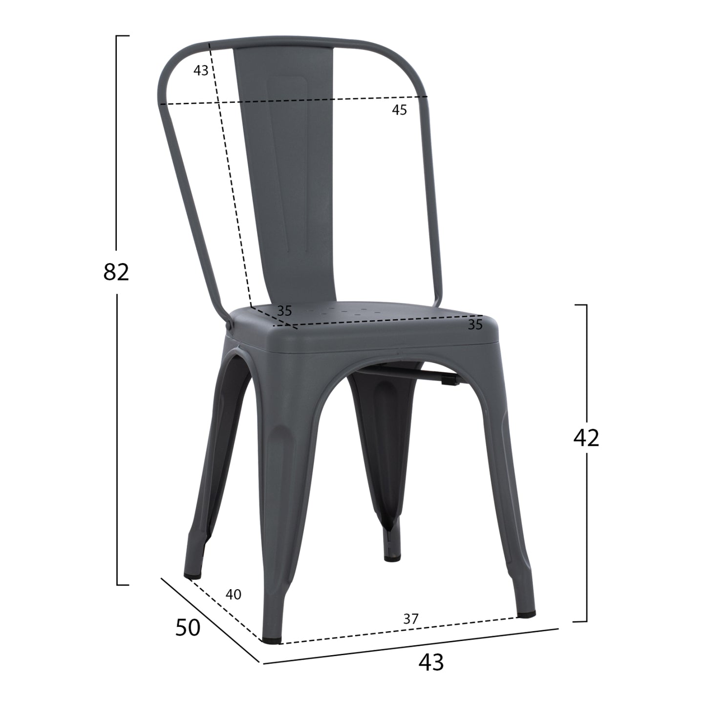 Dining Chair Melita-pro Hm8641.50 Metal In Grey 44x47x84.5hcm.