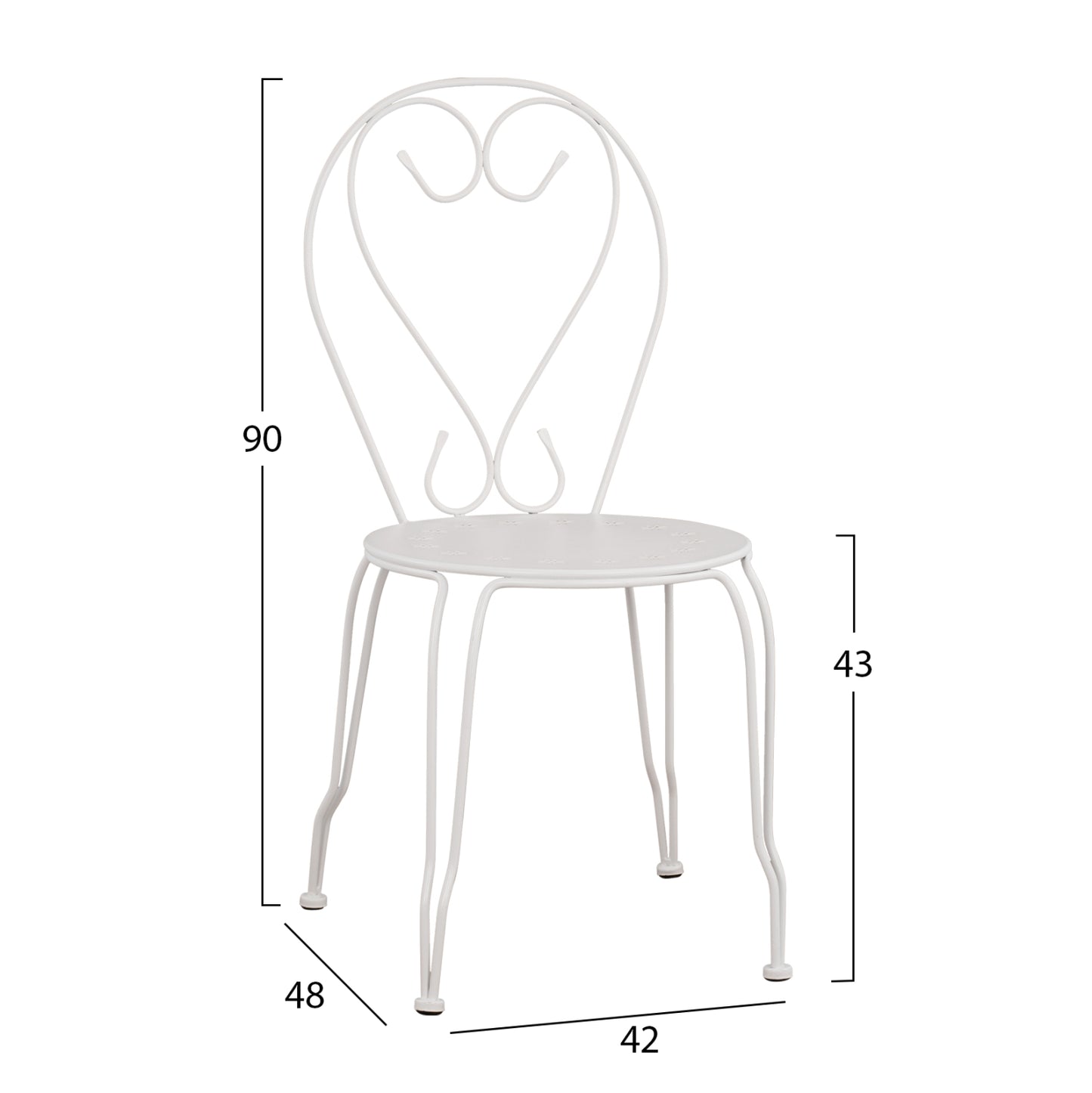 Metallic Chair Amore White 42x48x90 Cm Hm5007.12