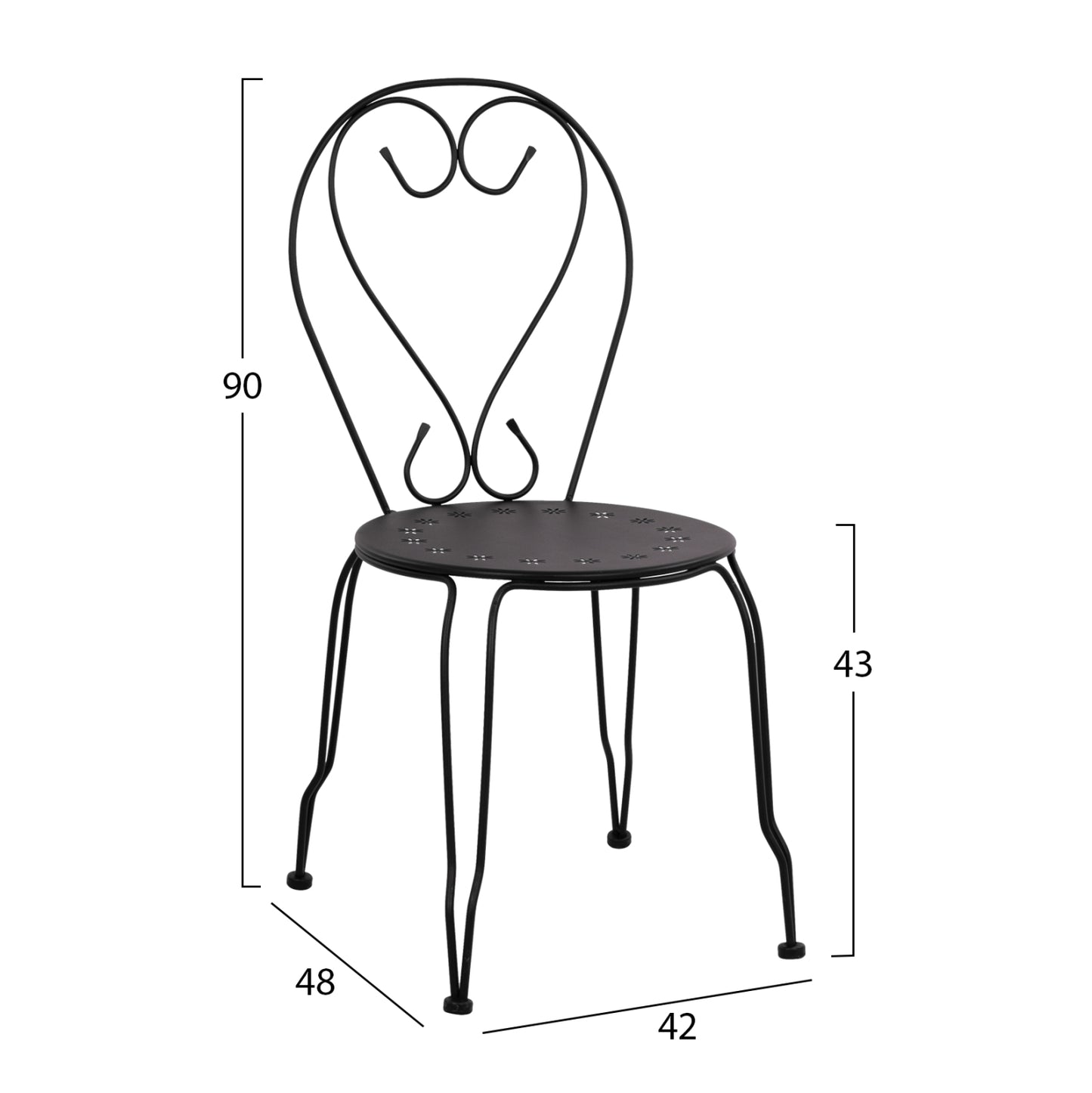 Chair Metallic Amore Black 42x48x90 Cm. Hm5007.11