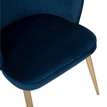 Chair Avie Hm8737.08 Metallic With Blue Velvet And Golden Legs 48x48x85Ηcm.