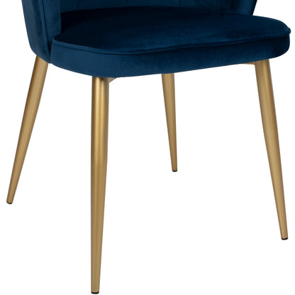 Chair Avie Hm8737.08 Metallic With Blue Velvet And Golden Legs 48x48x85Ηcm.