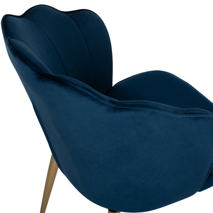 Chair Avie Hm8737.08 Metallic With Blue Velvet And Golden Legs 48x48x85Ηcm.