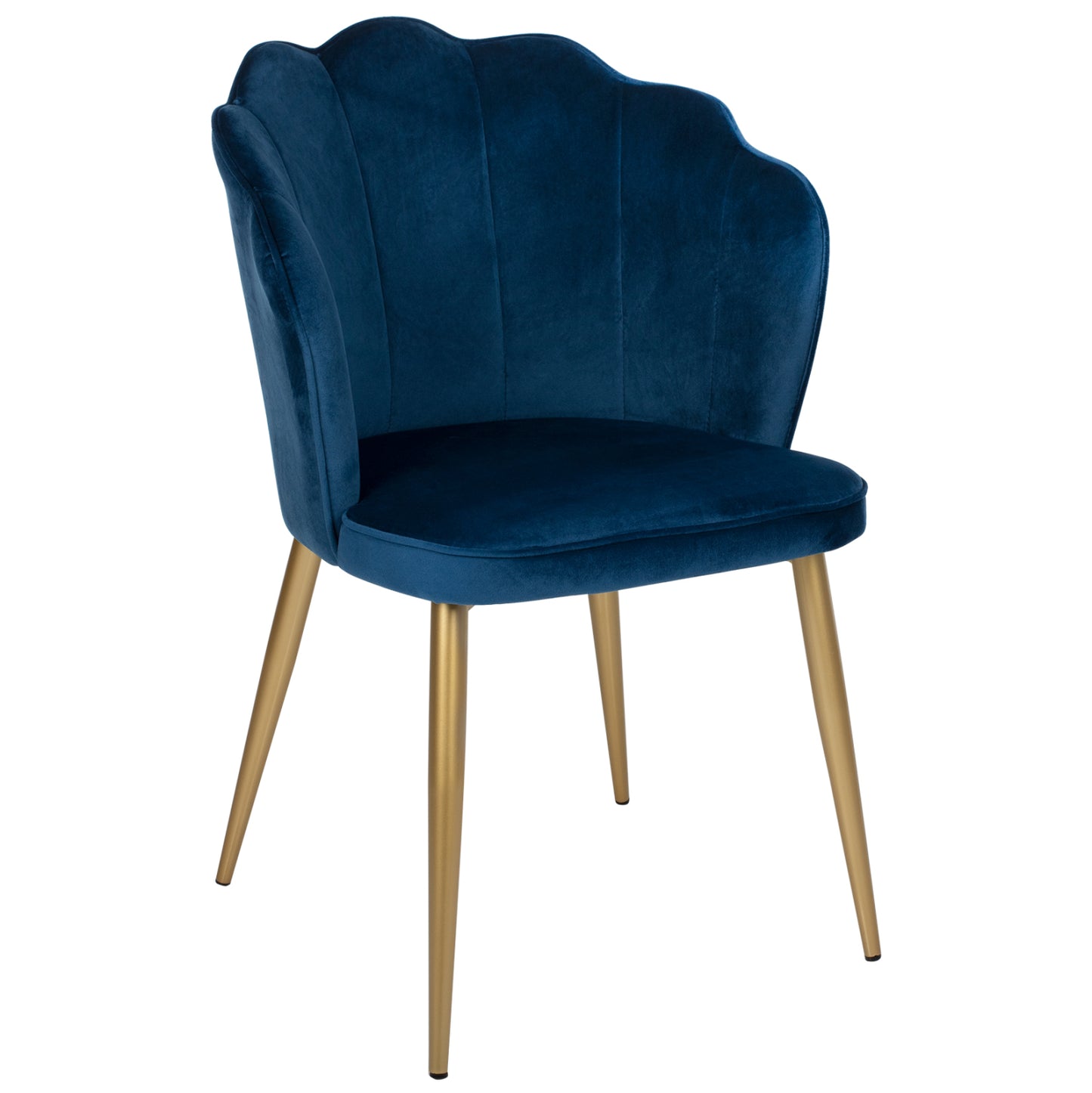 Chair Avie Hm8737.08 Metallic With Blue Velvet And Golden Legs 48x48x85Ηcm.