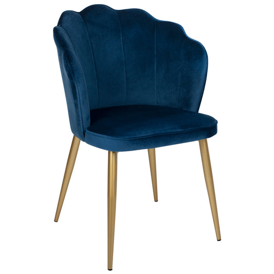 Chair Avie Hm8737.08 Metallic With Blue Velvet And Golden Legs 48x48x85Ηcm.