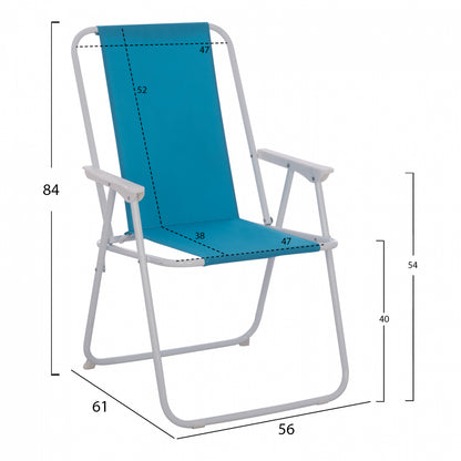 Beach Chair With High Back Foldable Light Blue Hm5148 Metallic
