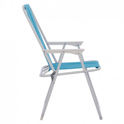 Beach Chair With High Back Foldable Light Blue Hm5148 Metallic