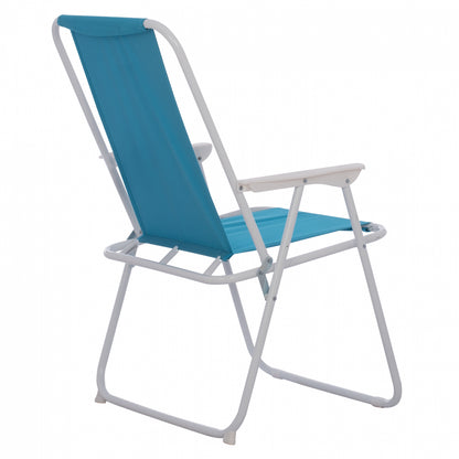 Beach Chair With High Back Foldable Light Blue Hm5148 Metallic